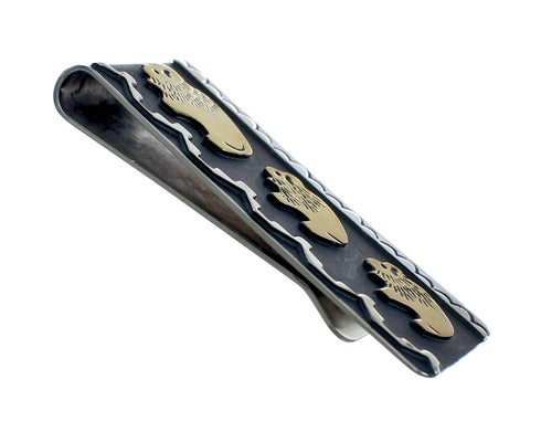 Native American Sterling Silver Horse Rider 12KGF Money Clip NN20365